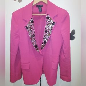 💝 Boston Proper Pink blazer with jewels and rhinestones size 10
